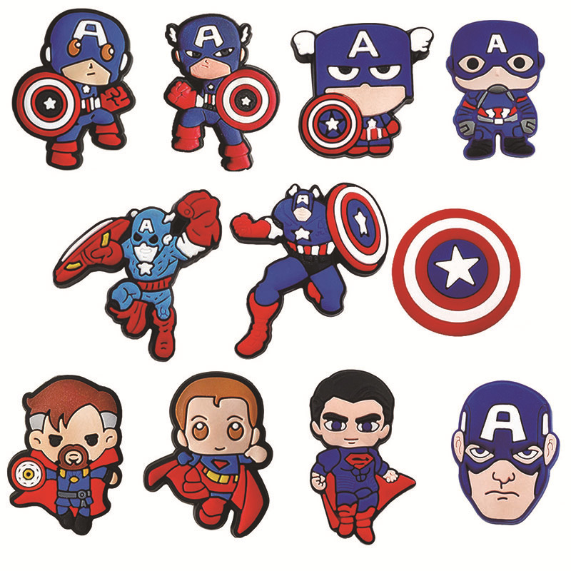 Avengers shoe flower super hero Marvel Spider-Man hole shoes diy accessories jibbitz soft rubber shoe buckle