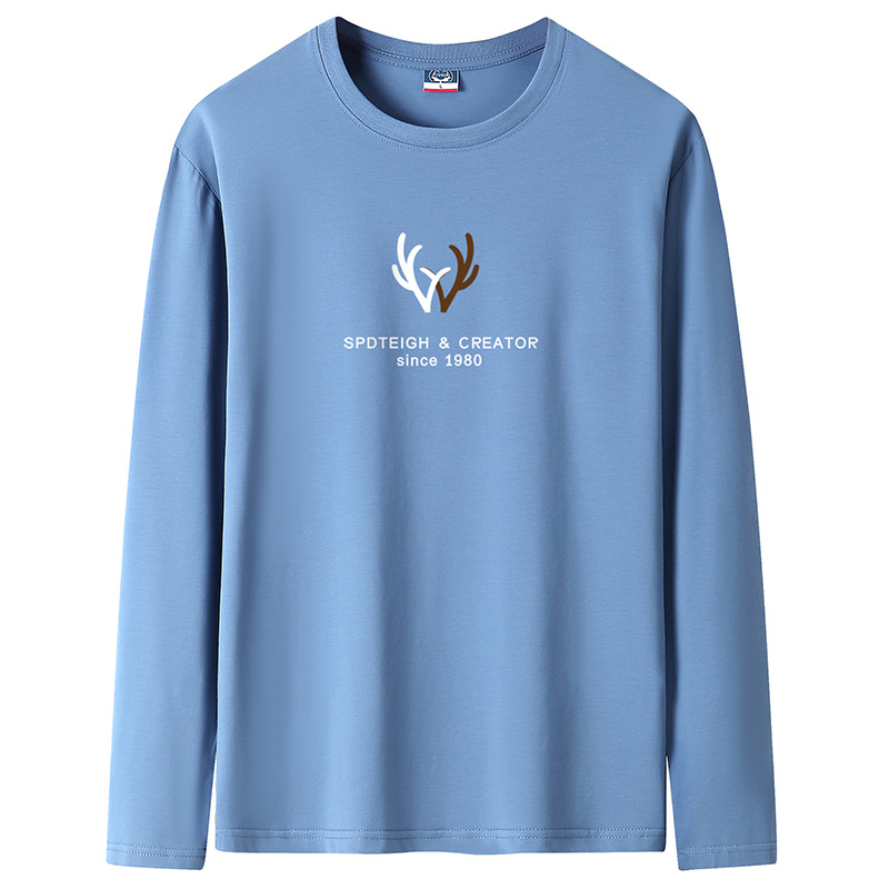 Men's Long-sleeved T-shirt 2023 New Men's Spring and Autumn Clothes Round Neck Cotton Student Base Shirt Loose Large Size Top