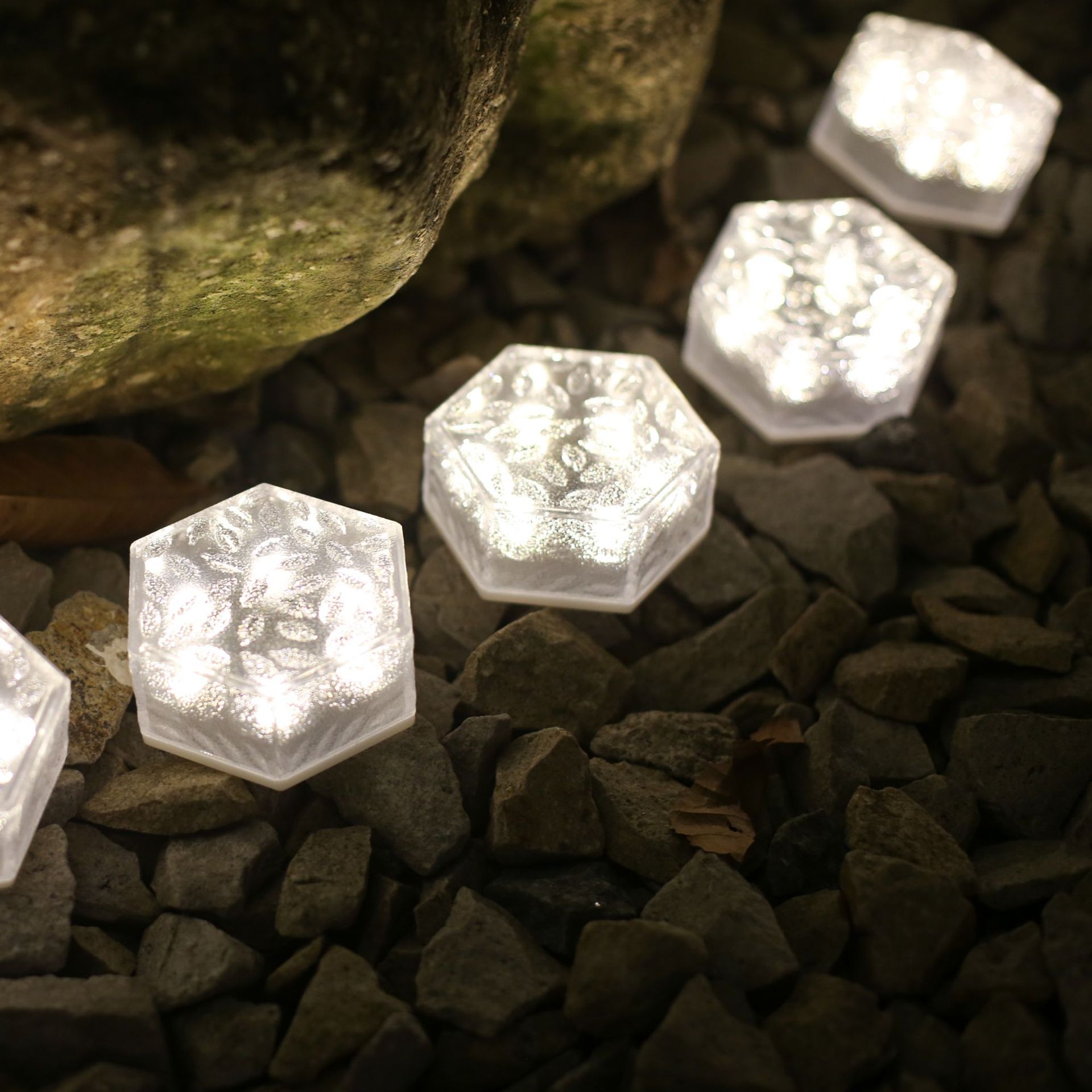 Solar Garden lamp outdoor decoration hexagonal ice tile buried decoration solar garden lamp imitation glass floor tile lamp