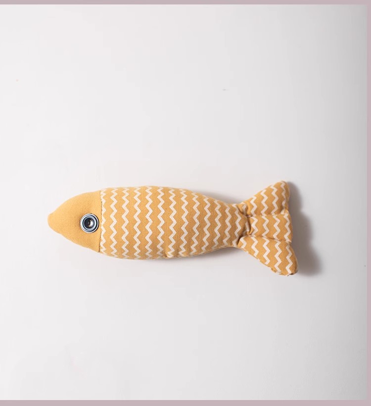 Catnip simulation fish linen cat toy self-Hi relieving stuffy bite-resistant kitten molar kitten funny cat stick cat supplies