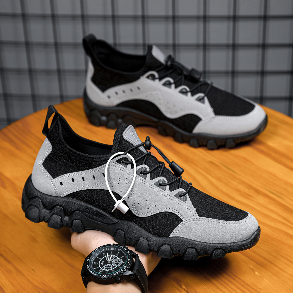 Low-top Hiking Shoes Men's 2023 Leather Comfortable Non-slip Wear-resistant Hiking Hiking Shoes Lightweight Naked Shoes Breathable Hiking Shoes
