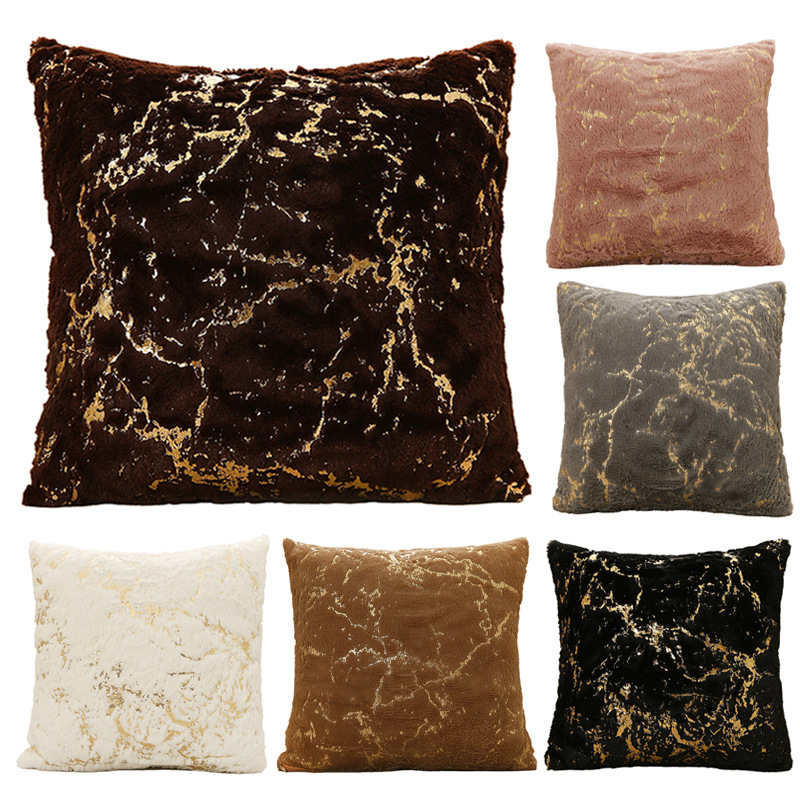 Pillow cross-border ins hot sale plush bronzing pillowcase home supplies sofa living room bedside cushion waist pillow