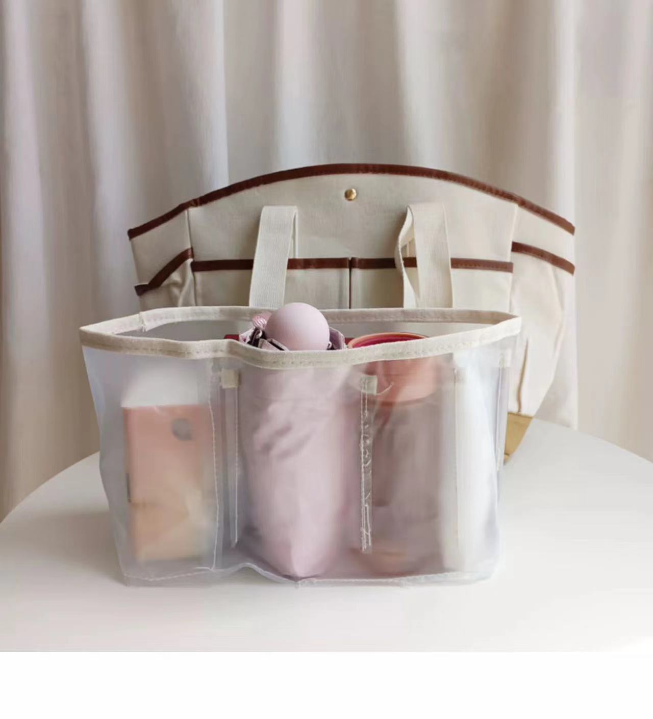 Korean-style Niche Patchwork Canvas Bag Large Capacity Multi-compartment Portable Mother and Baby Mummy Bag Practical Commuter Tote Bag_voghion.com