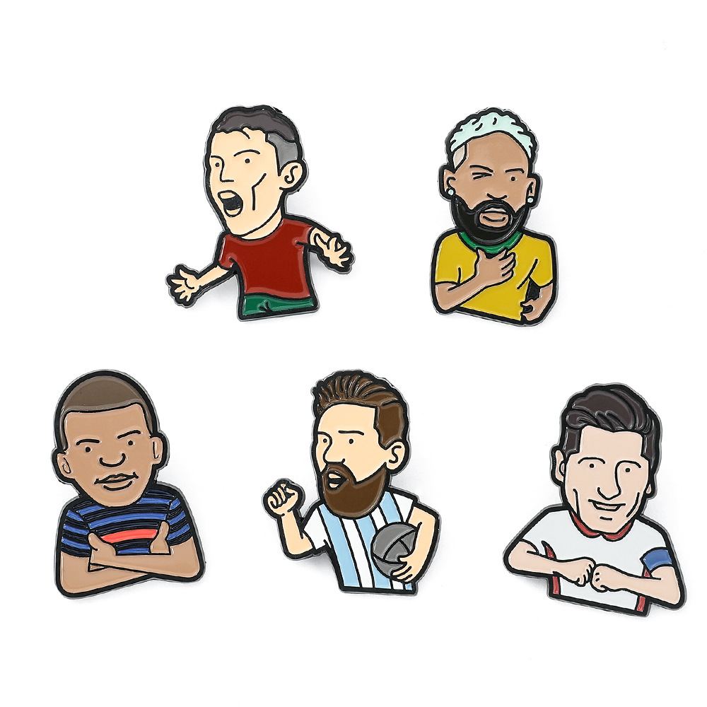 Cross-border Hot Sale Football Star Metal Badge World Cup Manchester United Series Brooch Brooch Cartoon Star Clothes