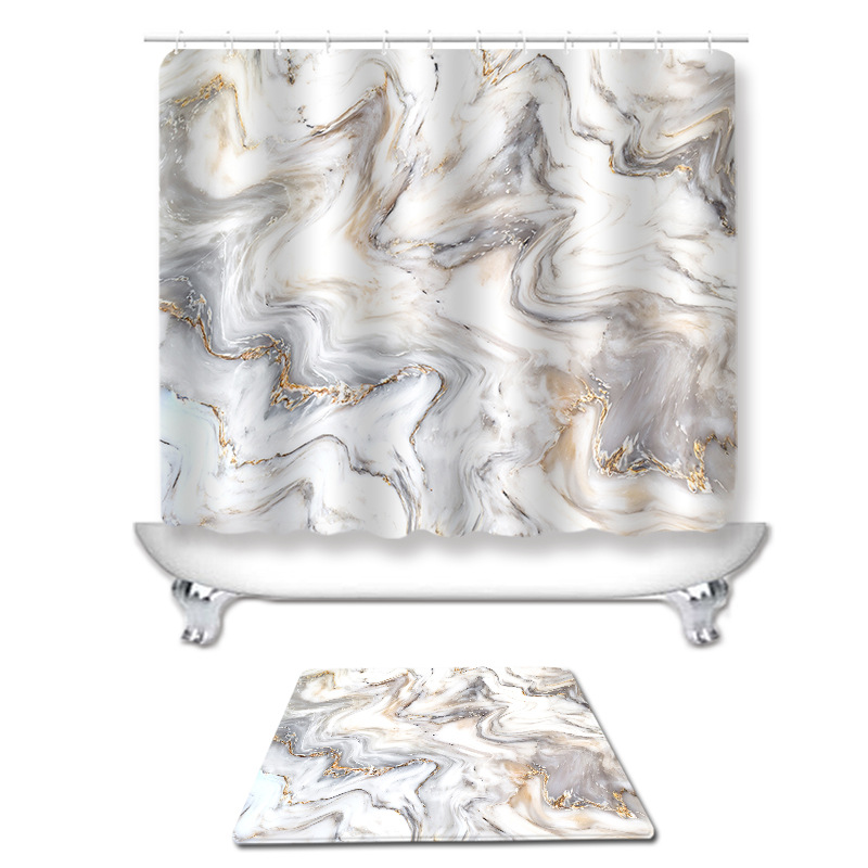 Marble Pattern Cross Border Shower Curtain Bathroom Floor Mat Toilet Set Digital Printed Polyester Tapestry Amazon wish10