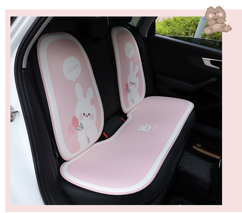 Cuscino per seggiolino auto Tulip Bunny quattro stagioni universale estivo fresco cuscino per seggiolino auto traspirante cuscino per seggiolino auto in seta di ghiaccio cartone animato_voghion.com