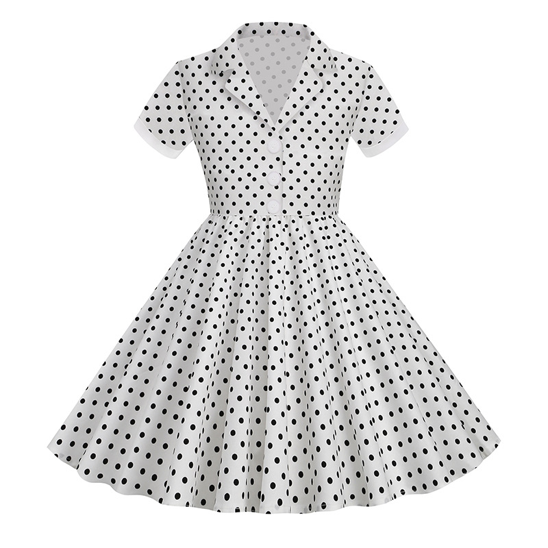 Amazon cross-border European and American women's children's clothing foreign trade dress short sleeve polka dot retro children's clothing dress