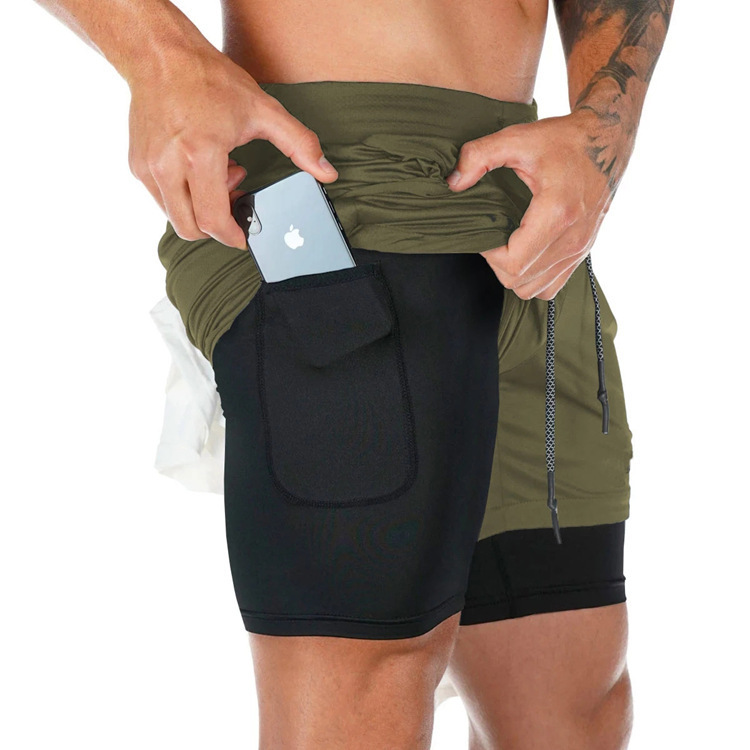 2023 Cross-border Foreign Trade Men's Running Shorts Sports Leisure Outdoor Loose Multi-pocket Double-layer Fitness Pants for Foreign Trade