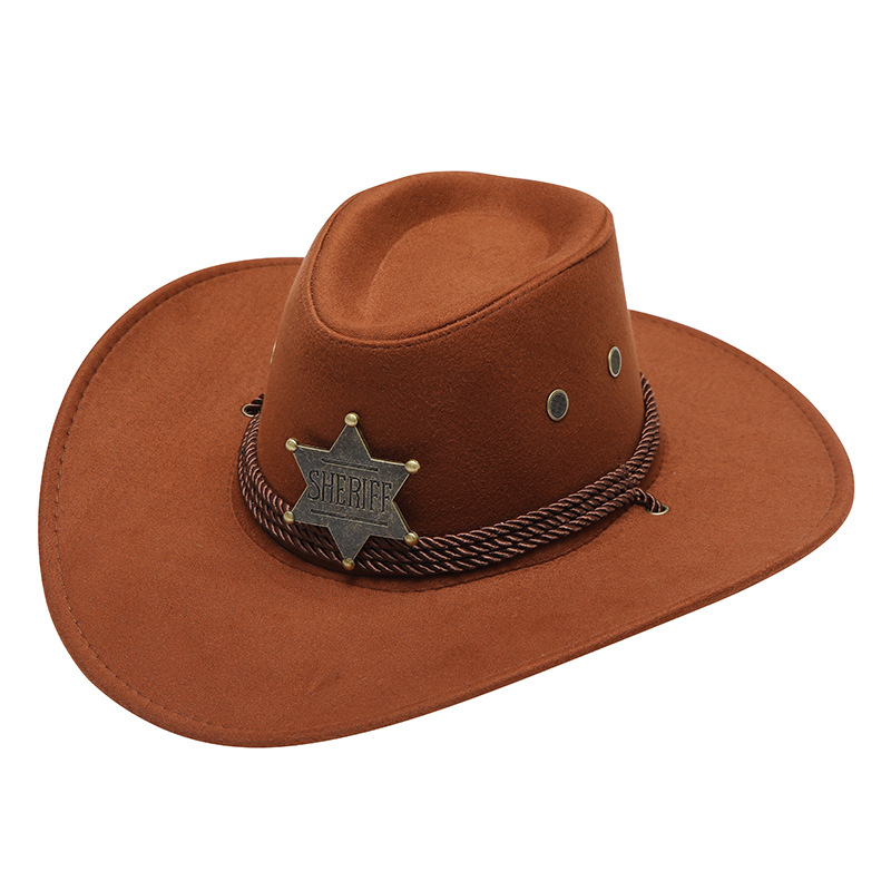 Western cowboy hat men's and women's hat American trend three rope chicken skin velvet travel stereotypes Knight hat cowboy hat