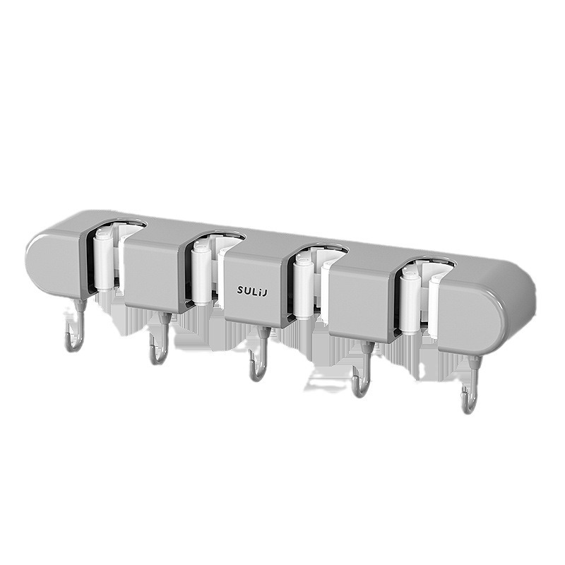 Bathroom Mop Clip Hook Wall Hanging Punch-free Mop Rack Bathroom Mop Storage Hook Mop Rack Fixing Card