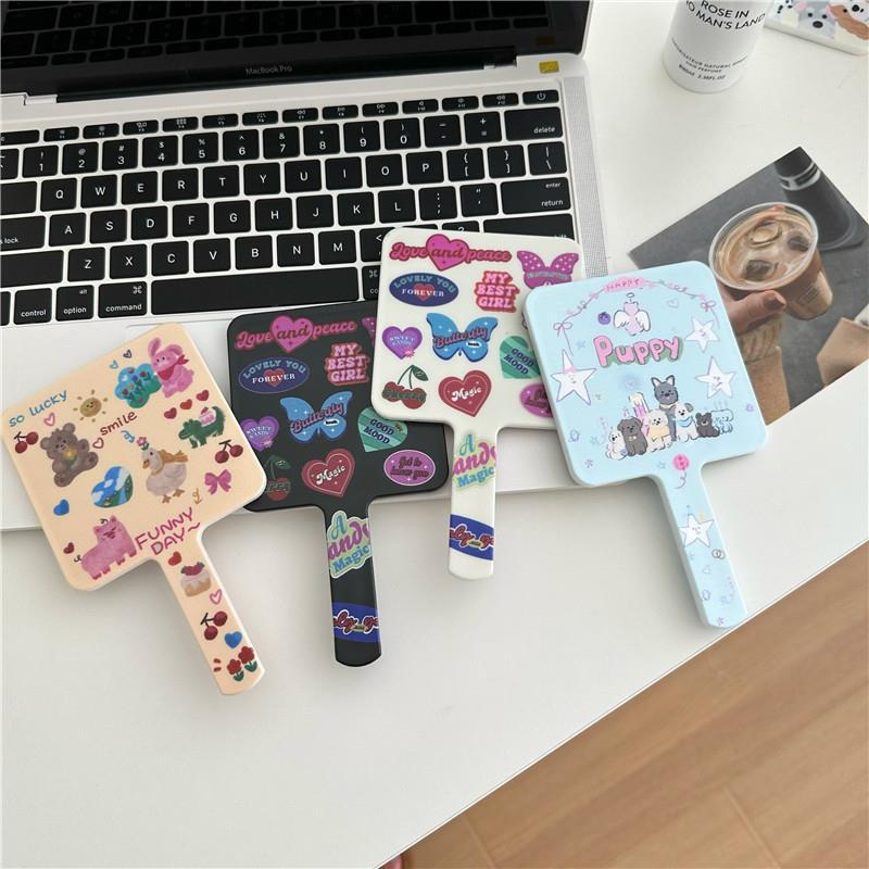 Original Cute Cartoon Small Mirror Square Handheld Mirror Student Dormitory Portable Cosmetic Mirror Makeup Mirror