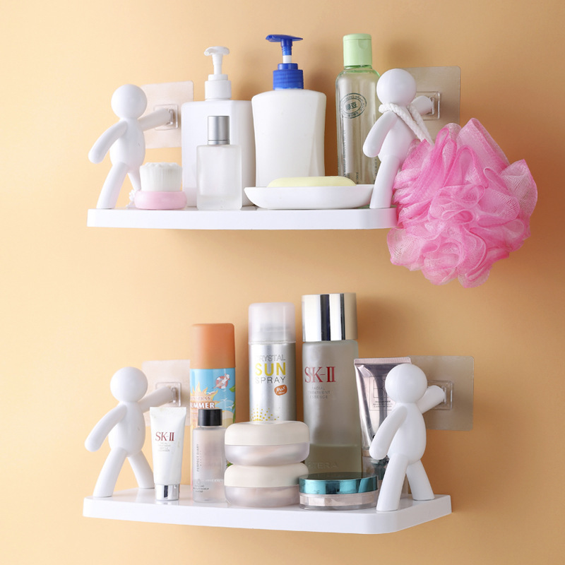 Wall-mounted Small Person Storage Rack Bathroom Punch-free Wall Storage Rack Kitchen Vinegar Bottle