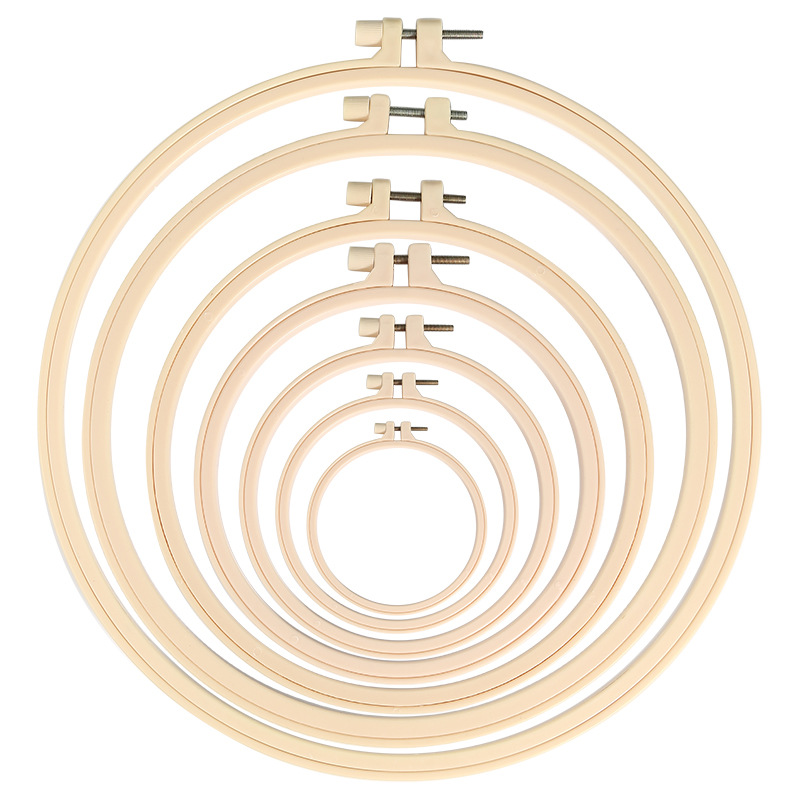 Factory direct plastic imitation bamboo embroidery ring cross stitch manual diy tool embroidery hoop adjustable round embroidery ring