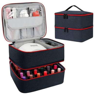 Amazon Hot Selling Portable Nail Polish Storage Bag Holds 30 Bottles Double Nail Polish Storage Bag