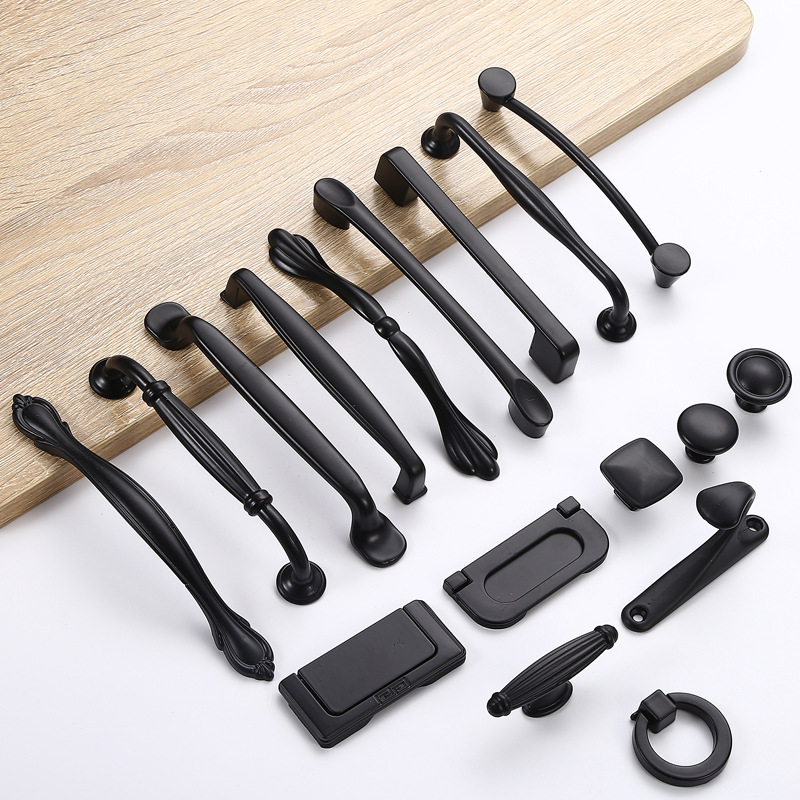 Black American female finger simple wardrobe window drawer cabinet aluminum alloy handle hardware accessories furniture handle
