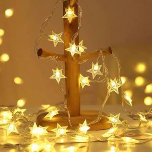 Factory wholesale led star light string five-pointed star color light string battery box usb Christmas room decoration lighting