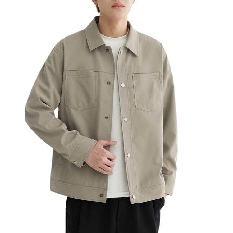 Wuge men's solid color simple basic lapel jacket for men 2023 spring new trendy all-matching casual jacket for men