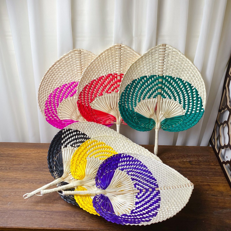 Colorful bamboo woven large Pu Fan old-fashioned fan summer dance baby banana fan bamboo sunflower fan children ancient style fan