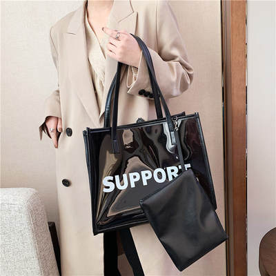 Transparent jelly bag for women 2023 spring and summer new trendy Korean style fashionable portable mother and child bag shoulder big bag wholesale