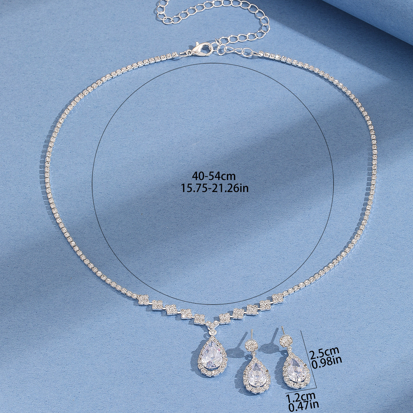 Popular Wedding Necklace Earrings Set Water Drop Zircon Pendant Silver Plated Wedding Claw Chain Rhinestone Bridal Set Chain