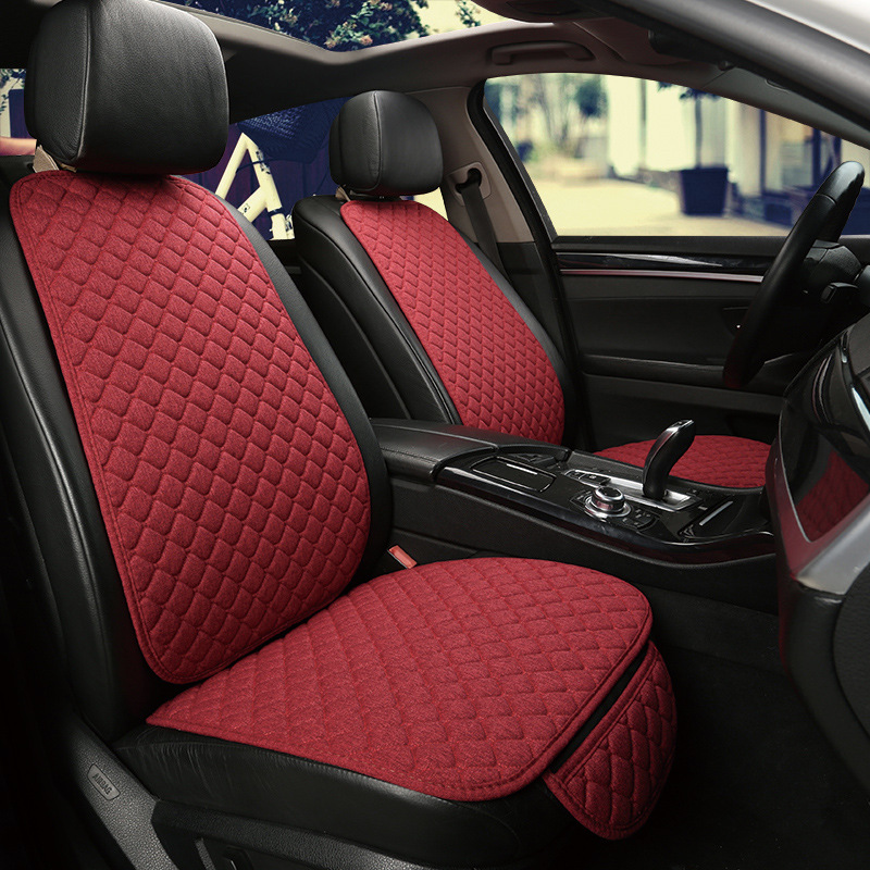 Car seat cushion four seasons universal tie-free non-slip single backrest three-piece set of five-seat linen seat cushion a generation of hair