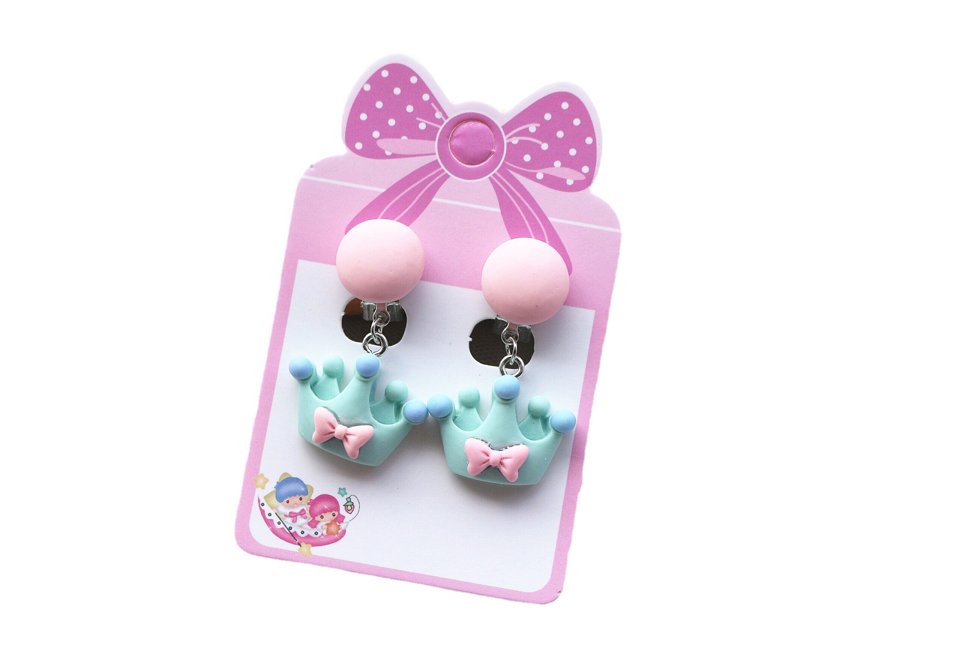 Children's cartoon small fresh ear clip set resin Crown moon rainbow cloud star pendant student earrings wholesale