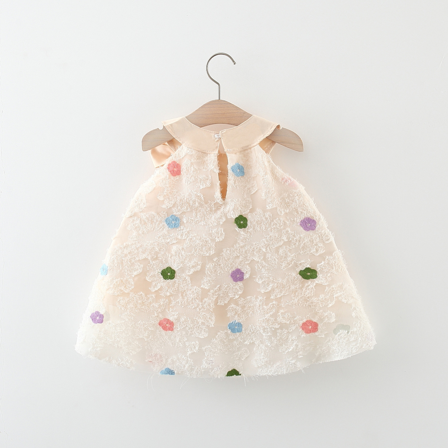 Live delivery 2023 Summer new colorful flower princess dress girls Korean bow collar dress