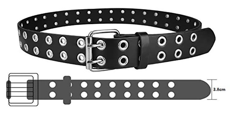 Fashion European and American Punk Double Pin Buckle Belt Women's Eye Belt White Wear Jeans Double Empty Buckle Belt Manufacturers_voghion.com
