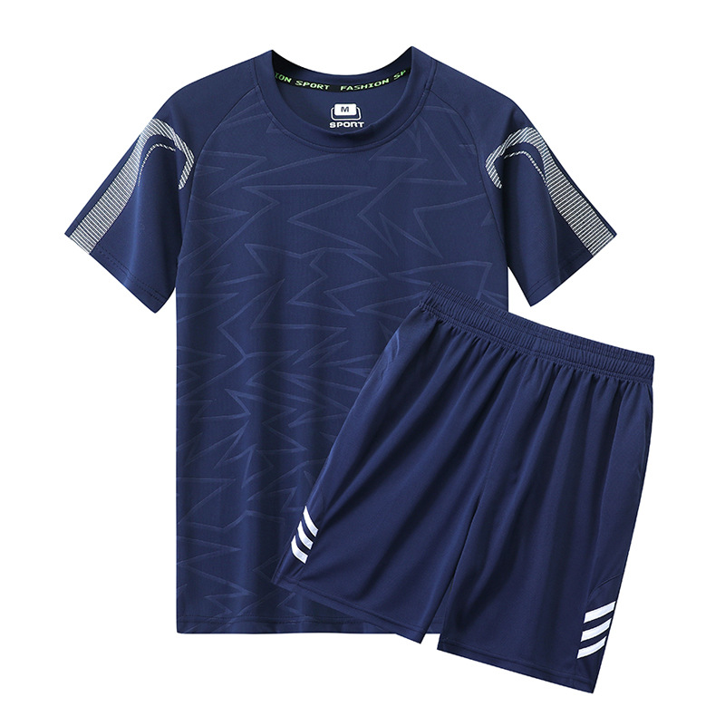 2206 Short-sleeved Sports Suit Men's Quick-drying Clothes Casual Football Running Training Clothing Short-sleeved Shorts Spring and Summer Explosion