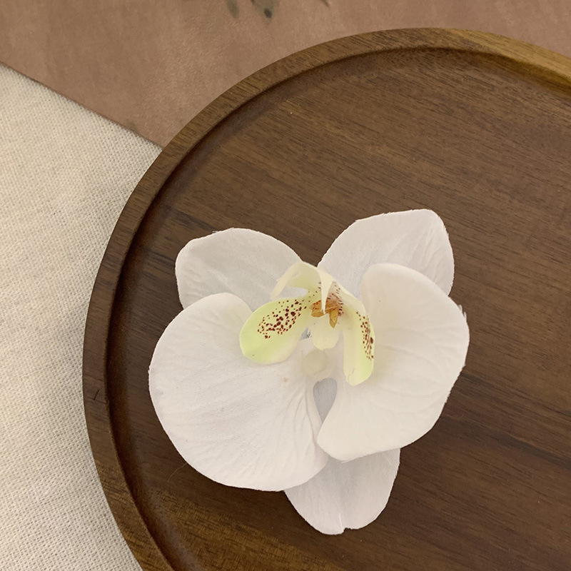 Wearing flower phalaenopsis side clip hairpin in this world, atmosphere feeling, photo, hair clip, seaside holiday hair accessories, headdress_voghion.com