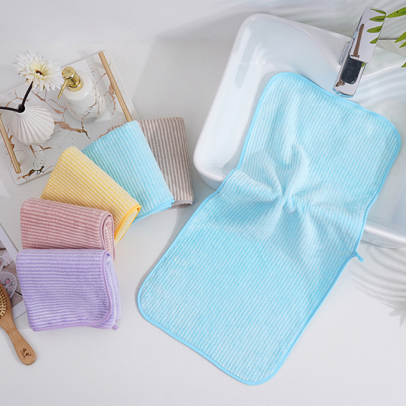 Wholesale Striped Coral Velvet Towels, Soft and Absorbent, Non- shedding Face Towels, Thickened Face and Hand Towels Manufacturer
