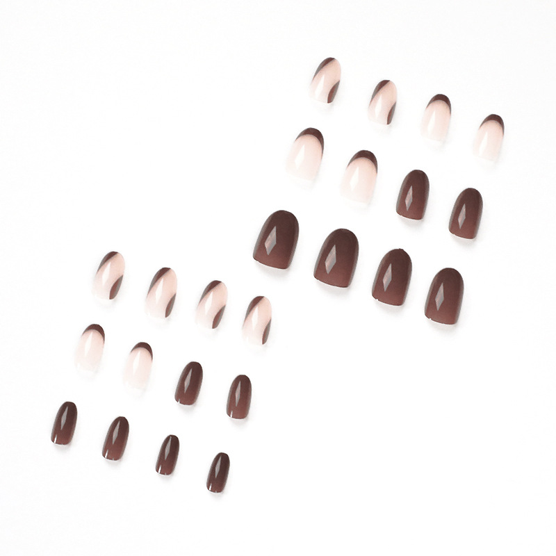 Fake Nail Nail Patch Brown Curry Color Nail French Nail Patch Detachable Nail press on nails