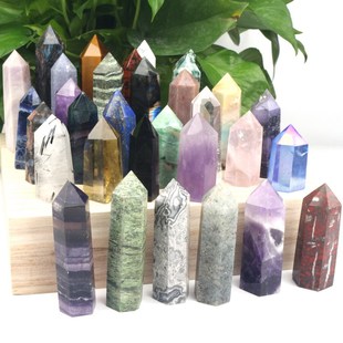 Factory wholesale all kinds of prismatic Crystal single pointed crystal column stone wholesale ornaments standard column direct sales