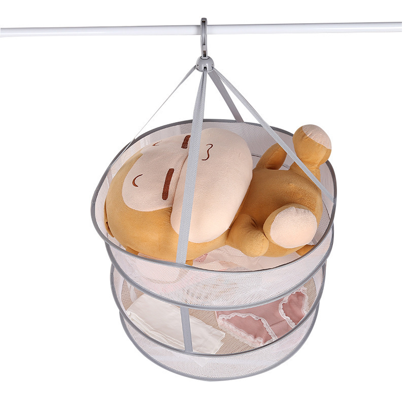 SOURCE windproof clothes basket clothes basket folding underwear underwear net three-layer clothes hanger honeycomb net stack large
