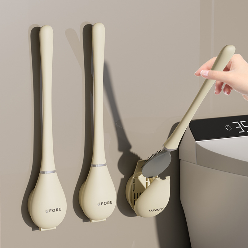 Baseball Bat Toilet Brush No Dead Angle Household Toilet Brush Wall-mounted Creative Automatic Opening and Cclosing Long Handle Silicone Toilet Brush
