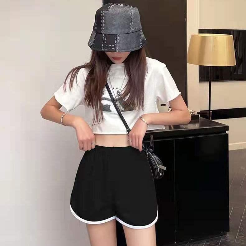 Summer New Shorts Women's Sports Casual Students Korean Style Base Yoga Wide Leg Home Pajama Pants Edge Contrast Color