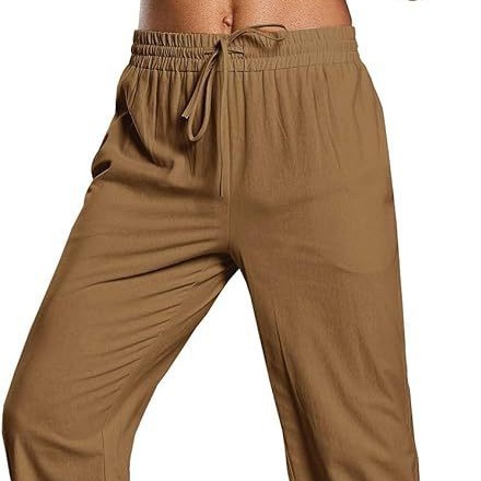 2023 men's cotton and linen trousers spring and autumn solid color Breathable linen trousers men's casual elastic waist fitness pants foreign trade