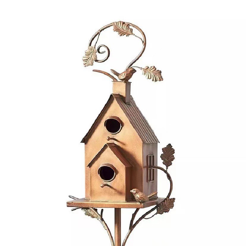 In stock cross-border European and American independent station metal bird house Amazon bird nest garden decoration outdoor bird house garden decoration