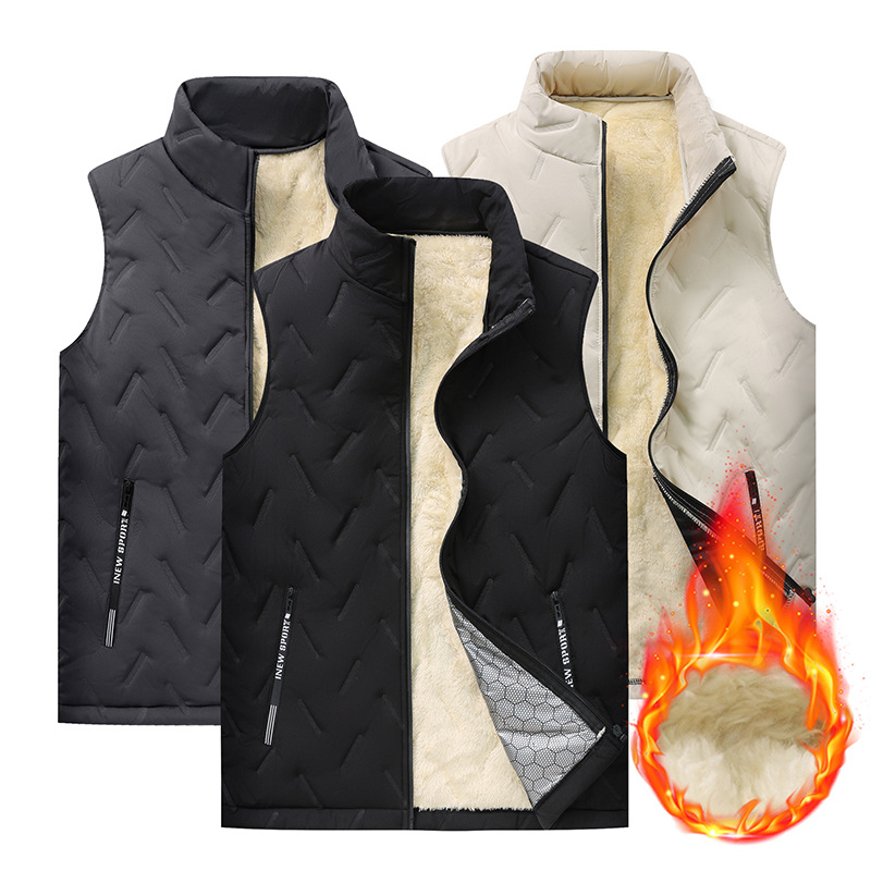 Factory Direct cotton vest men's lambswool vest fleece-lined thick warm vest winter outer wear waistcoat