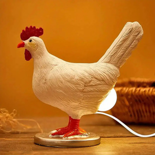 Cross-border New Creative Resin Crafts Simulation White Laying Hens Night Light Novelty Bedroom Home Decoration