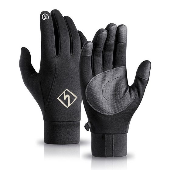 Outdoor winter warm gloves men's anti-splashing anti-slip fleece-lined thickened sports touch screen windproof riding gloves wholesale