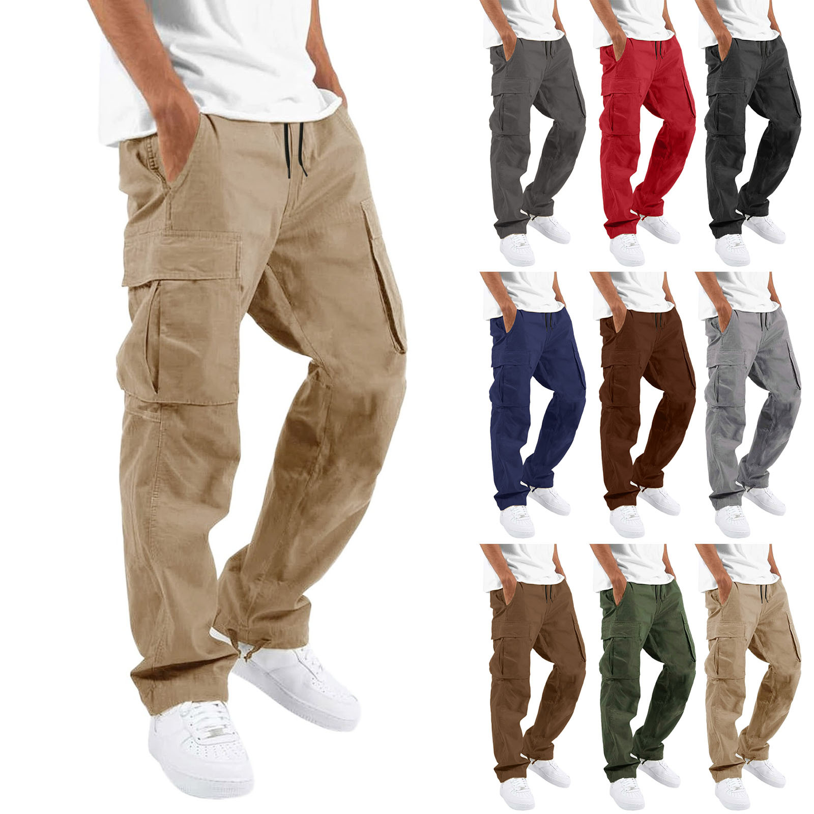 2022 Amazon Spring and Autumn New Men's Crane Pants European and American Independent Station Foreign Trade Drawstring Pocket Casual Pants