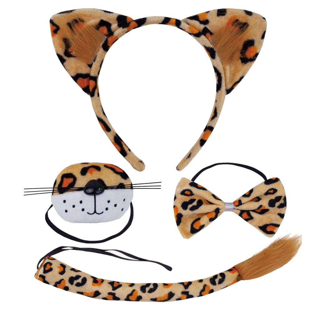 Cross-border New Halloween Animal Headband Leopard Ear Performance suit Cartoon Cute Funny Nose Headwear