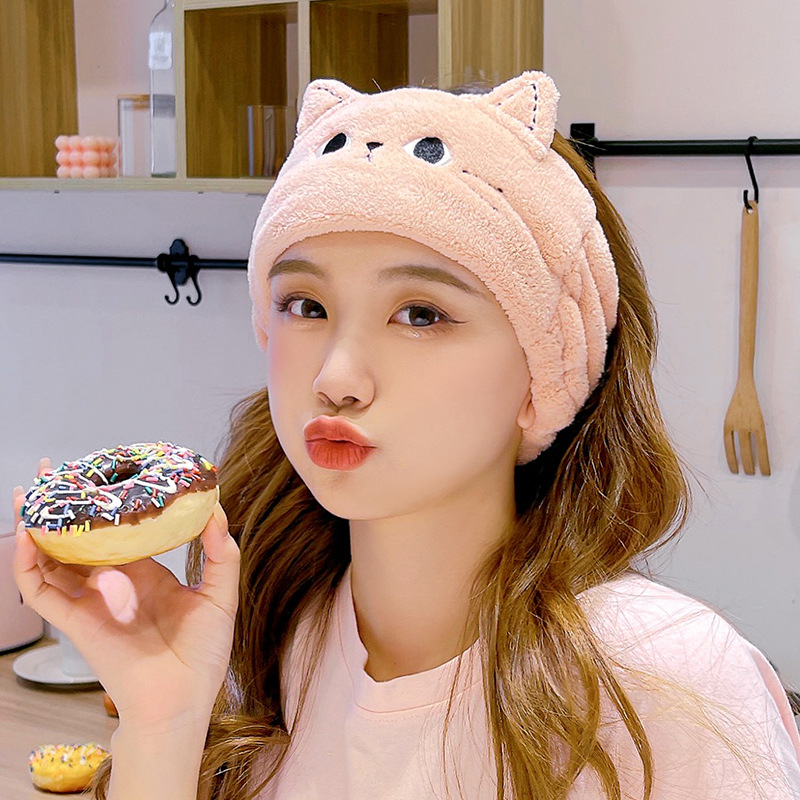 Sweet Cute Face Wash Hair Band Girls Plush Headband Hair Accessories Wide Edge Hair Band Makeup Headwear