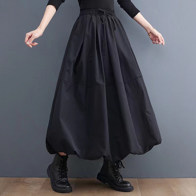 Autumn and Winter new women's clothing chubby girl plus size skirt 200kg loose A- line skirt high waist elastic pettiskirt Black