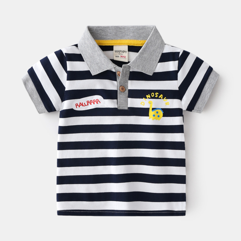 Children's lapel T-shirt 2024 new boys polo shirt short sleeve T-shirt baby Korean summer coat a generation of hair