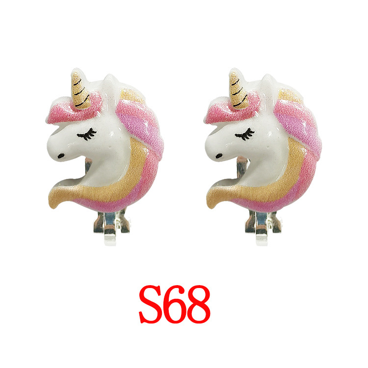 Can be new children's ear clip cute cartoon ear clip without ear hole earrings mermaid unicorn ear clip manufacturers straight
