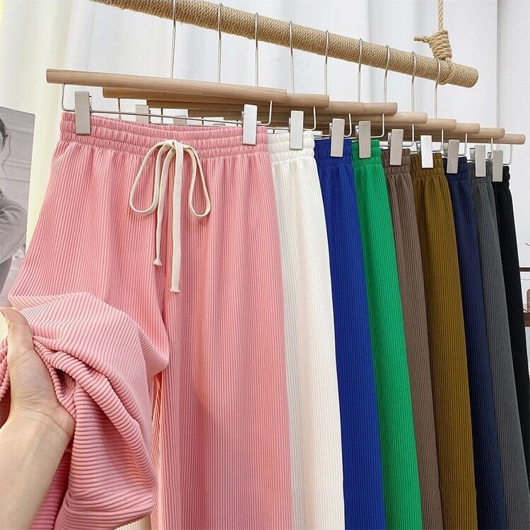 Snake bone pattern wide-leg pants for women Spring and Autumn New High waist slimming mopping pants draping all-match straight loose casual pants