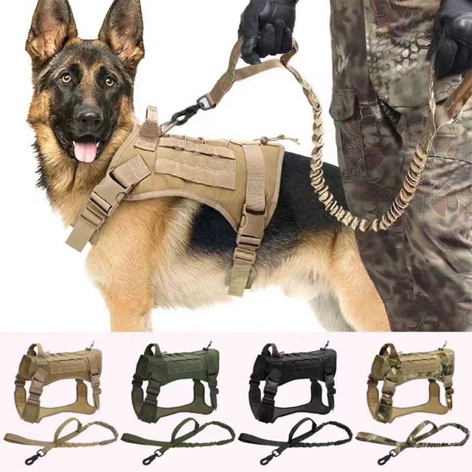 In stock dog tactical collar training large dog big dog chest harness dog leash outdoor dog walking vest clothes