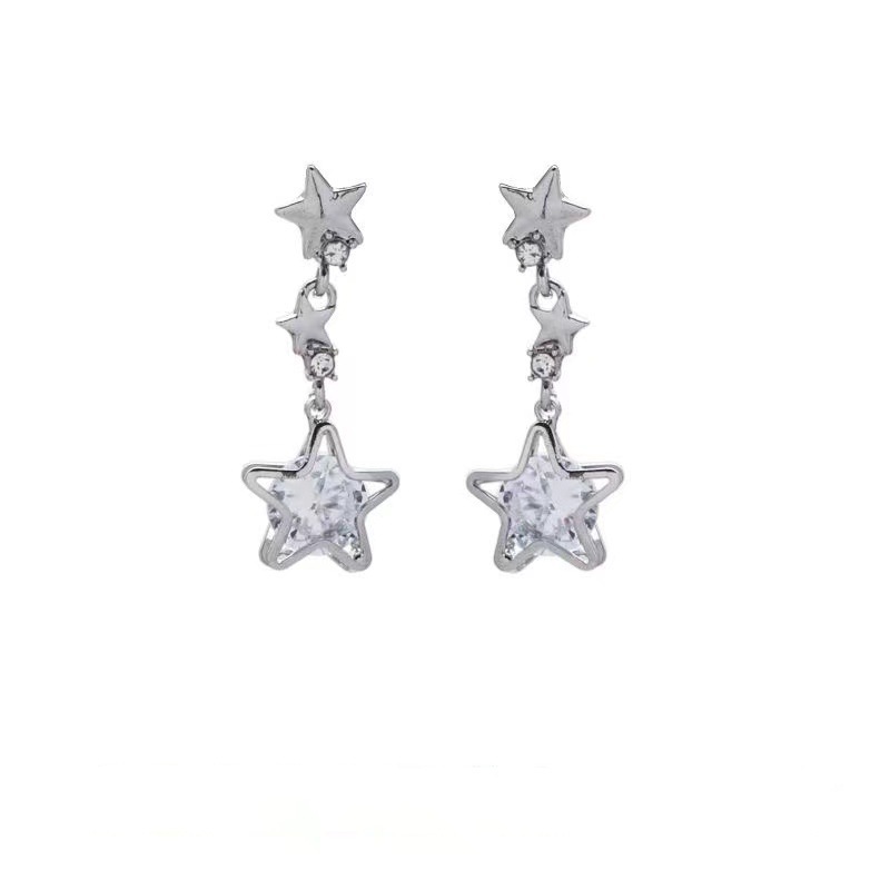 2024 popular suit niche design high-grade blue butterfly five-pointed star pearl ear studs ear clip female earrings